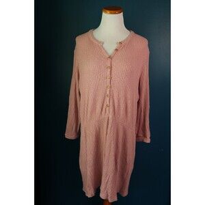 Free People Beach Womens Pink Blossom Henley T-shirt Ribbed Mini Dress Small